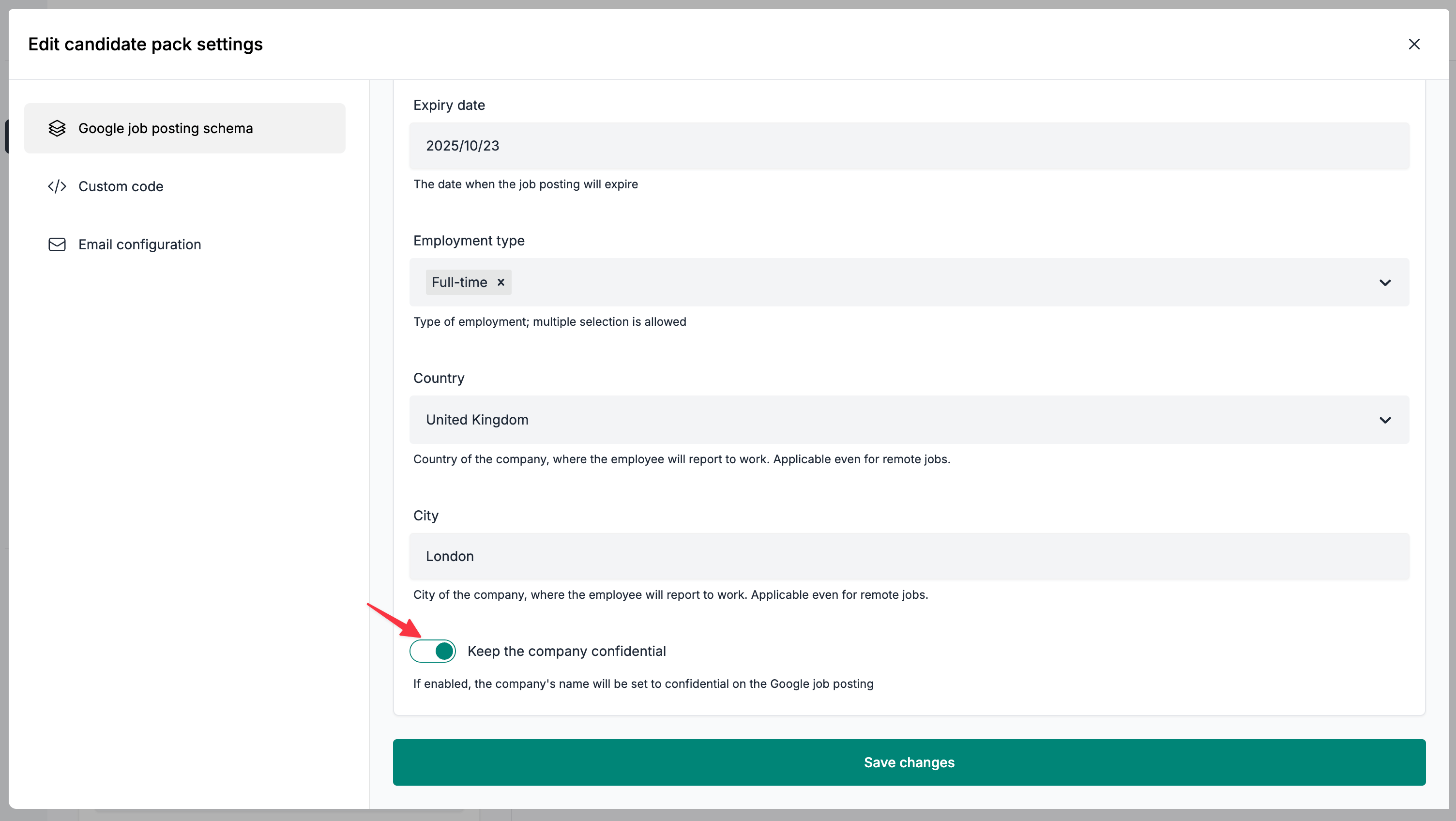 Google job posting schema form