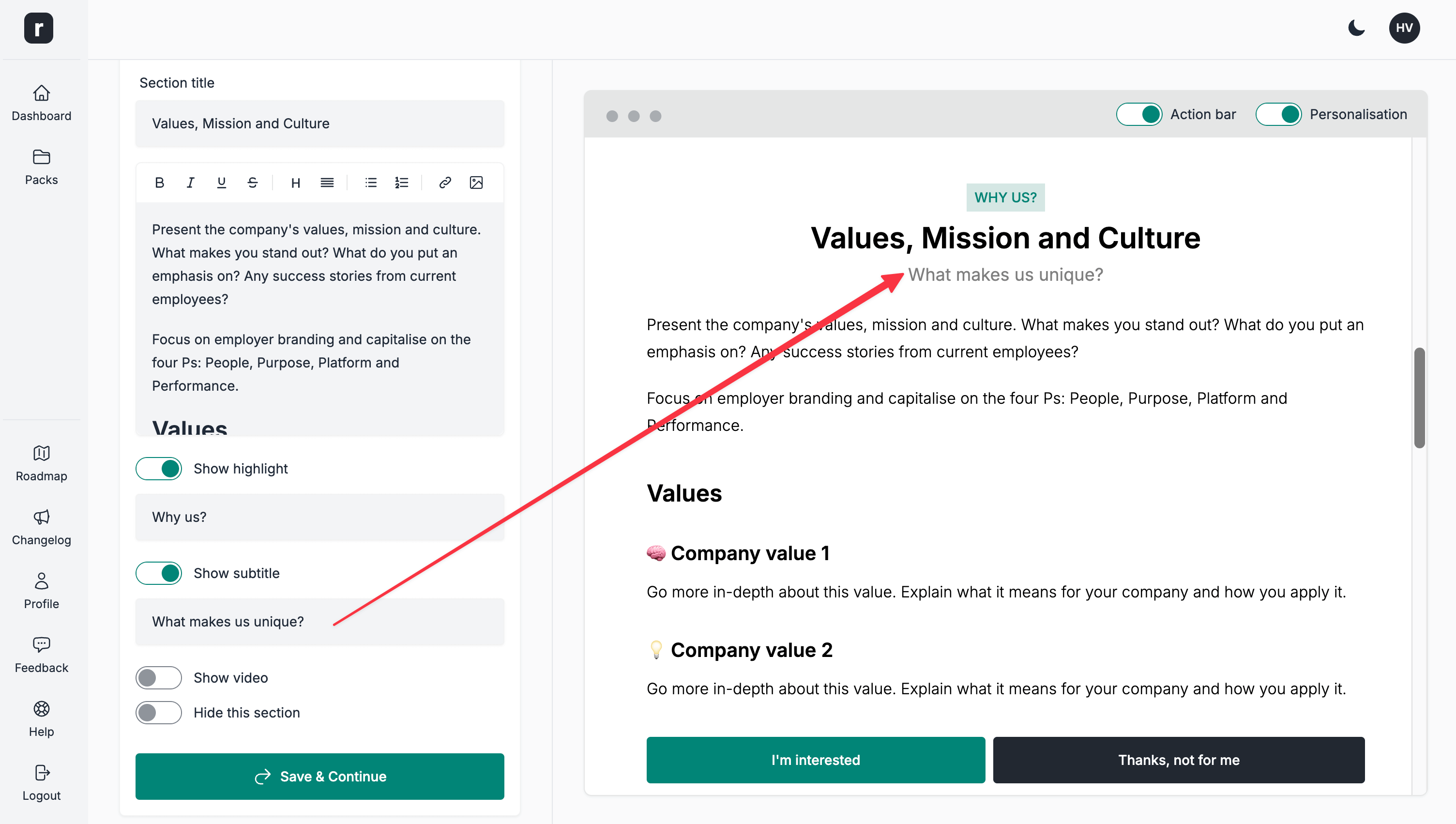 Candidate pack subtitle